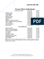 Lista de Precios Platos Individuales