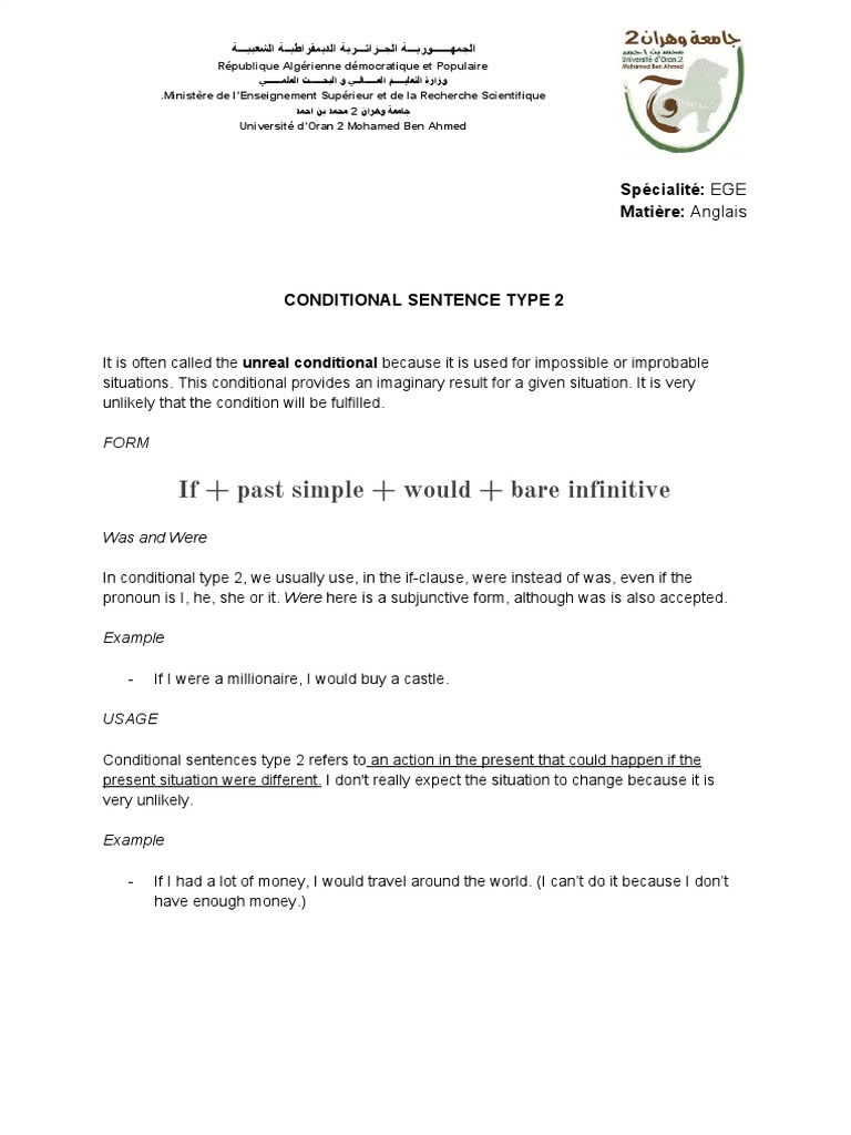 Conditional Type 2 and 3 | PDF | Languages | Language Arts & Discipline