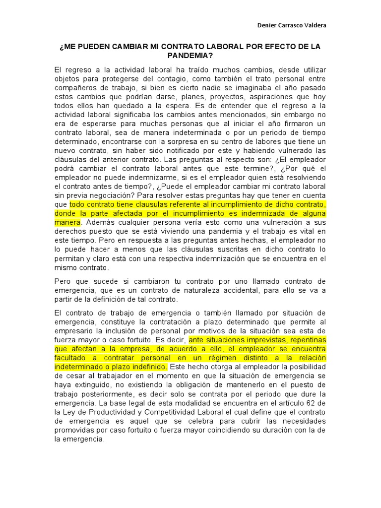 Contrato de Emergencia | Descargar gratis PDF | Derecho laboral | Gobierno