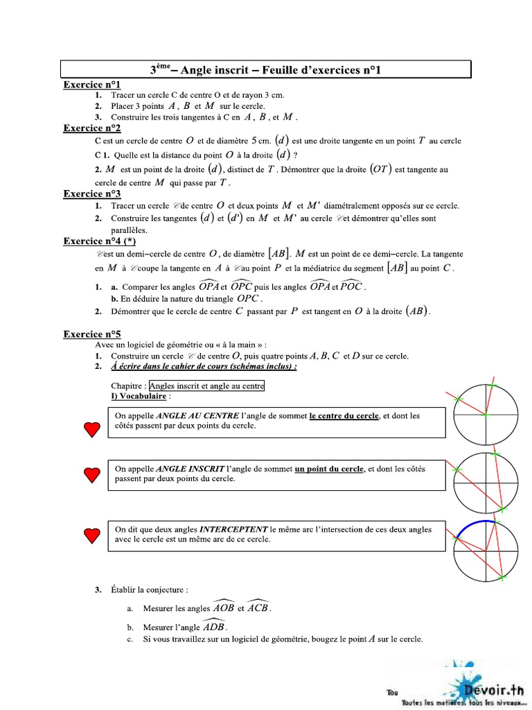 évaluation Cercle Cm2 Avec Correction Angles 12 Exercices Corr | PDF | Cercle | Triangle