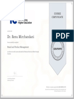 Dr. Renu Mirchandani: Course Certificate