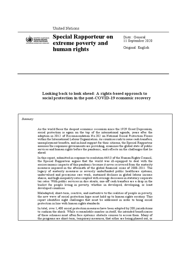 Special Rapporteur On Extreme Poverty and Human Rights: United Nations ...
