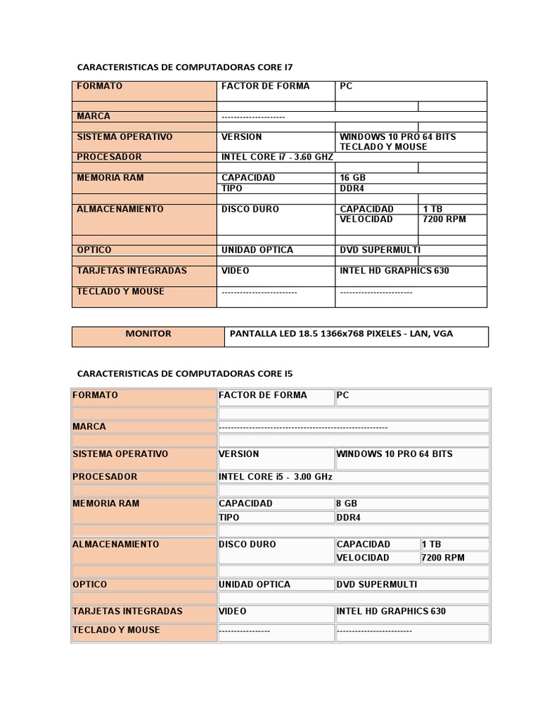 Características del Intel Core i7 | PDF | Monitor de computadora | Microprocesador