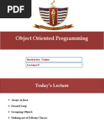 Object Oriented Programming Object Oriented Programming: Lecture-9 Instructor Name