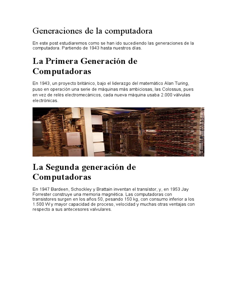 Evolución de las Generaciones de Computadoras | PDF | Equipo de oficina ...