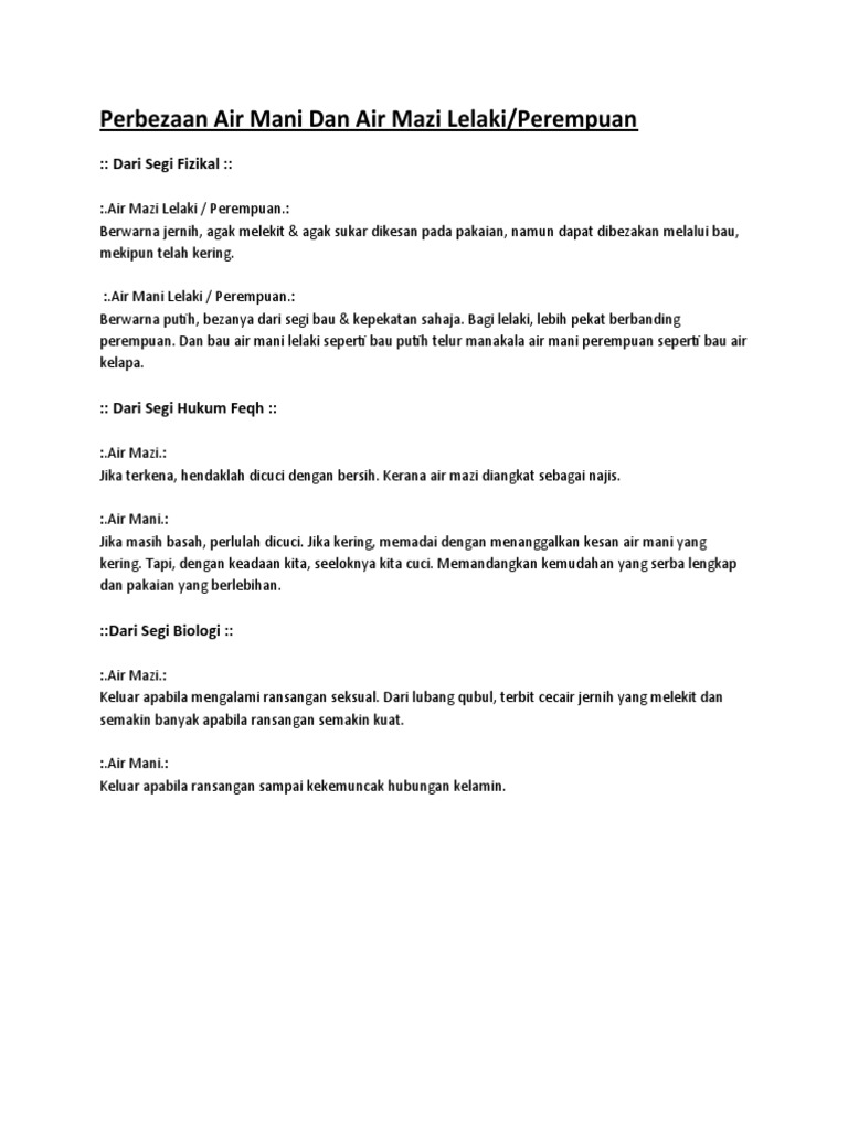 Perbezaan Air Mani Dan Air Mazi Pdf
