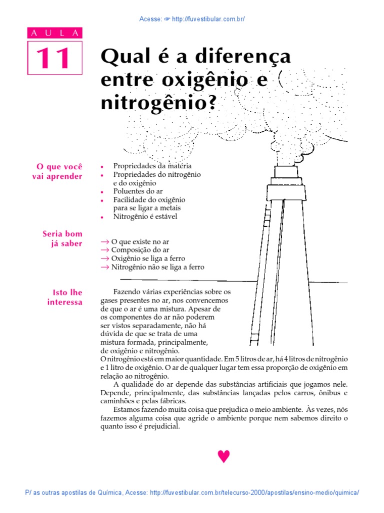 11 Qual A Diferenca Entre Oxigenio e Nitrogenio | PDF | Oxigênio | Liga