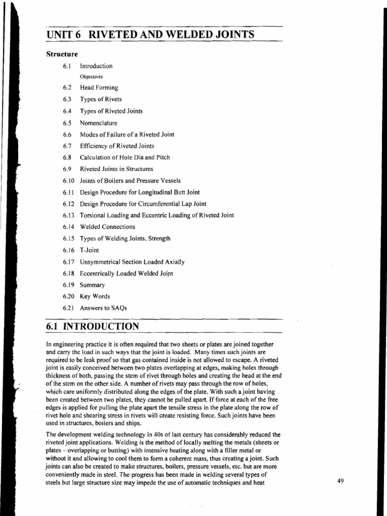Riveted and Welded Joints PDF PDF Rivet Strength Of Materials