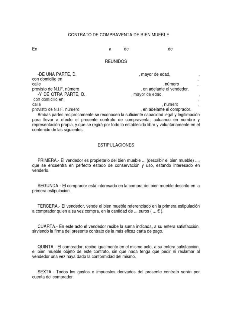 Contrato de Compraventa de Bienes Muebles | PDF | Gobierno | Business