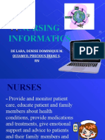 Nursing Informatics: de Lara, Denise Dominique M. Quiamco, Precious Diane S. RN