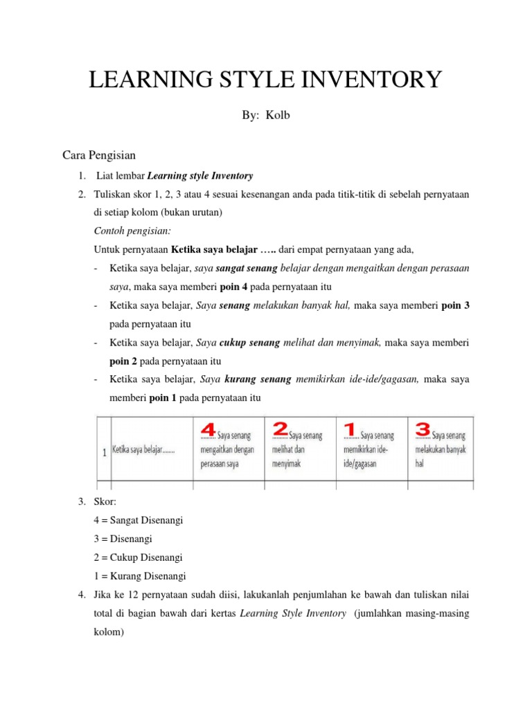 3 - Learning Style Inventory | PDF | Pengembangan Diri