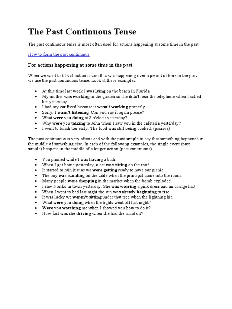 The Past Continuous Tense | PDF