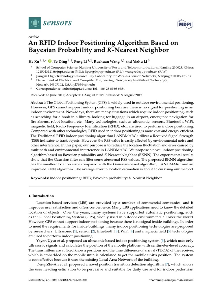An RFID Indoor Positioning Algorithm Based On Bayesian Probability and ...