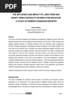 The Influence and Impact of Long-Term and Short-Term Contracts On Employee Behavior - A Study of Nigeria'S Banking Industry