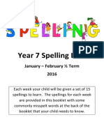 Term 2.1 Year 7 Spelling List Booklet 1