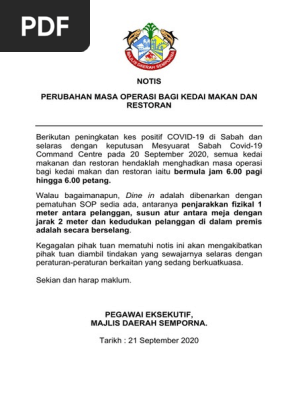 Notis Perubahan Masa Restoran Pdf