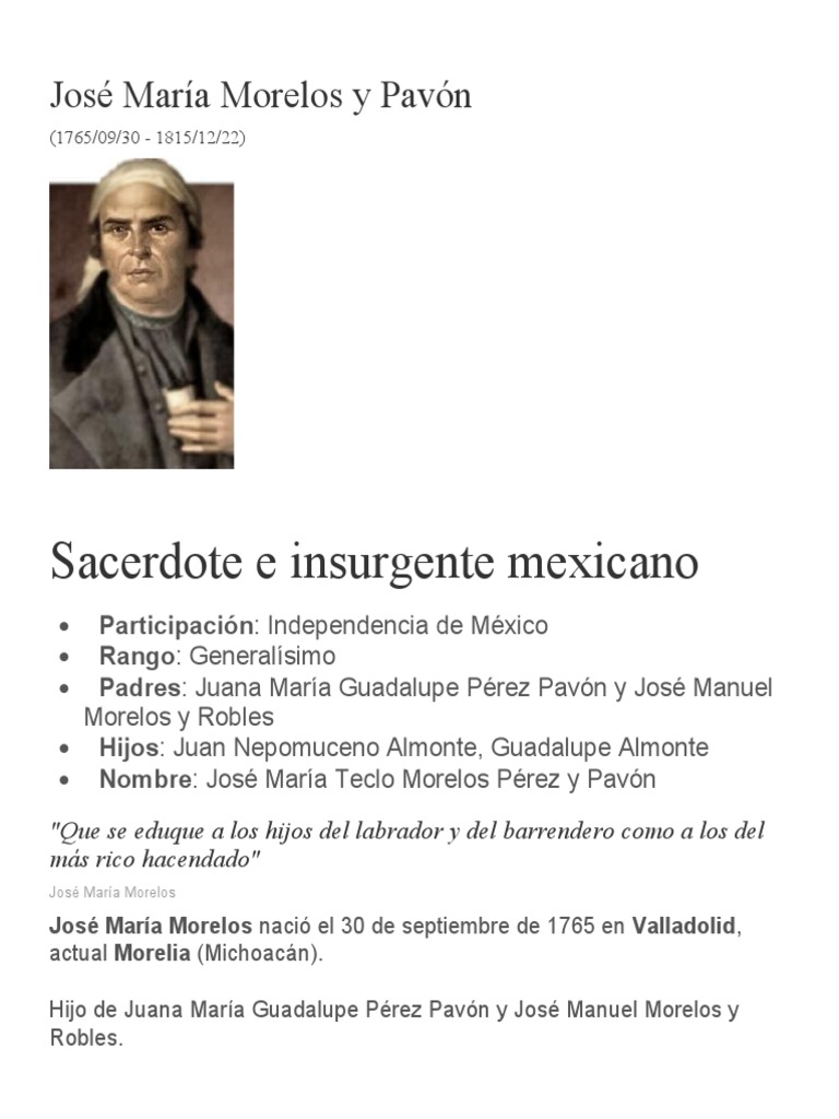 José María Morelos y Pavón Biografia PDF Conflictos del segundo