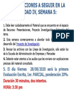 Instrucciones A Seguir Unidad Iv, Semana 5 PDF