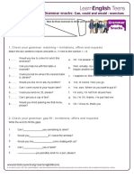 Grammar snacks: Can, could and would exercises