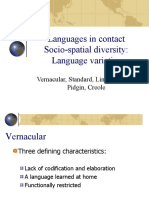 Languages in Contact Socio-Spatial Diversity: Language Varieties