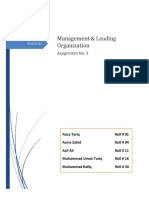 Management & Leading Organization: Assignment No. 3