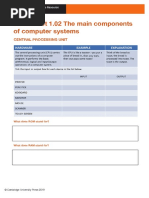 Worksheet 1.02 The Main Components of Computer Systems: Central Processing Unit