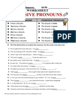 Possessive Pronouns: Grammar Worksheet