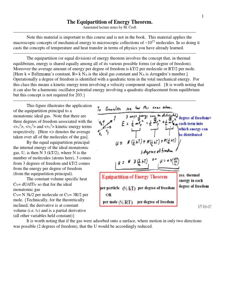 Equipartition of Energy Theorem Explained | PDF | Gases | Temperature