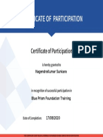 BPU RPA Course Participation Certificate