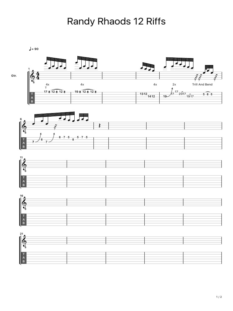 Randy Rhoads Guitar Riffs Guide | PDF