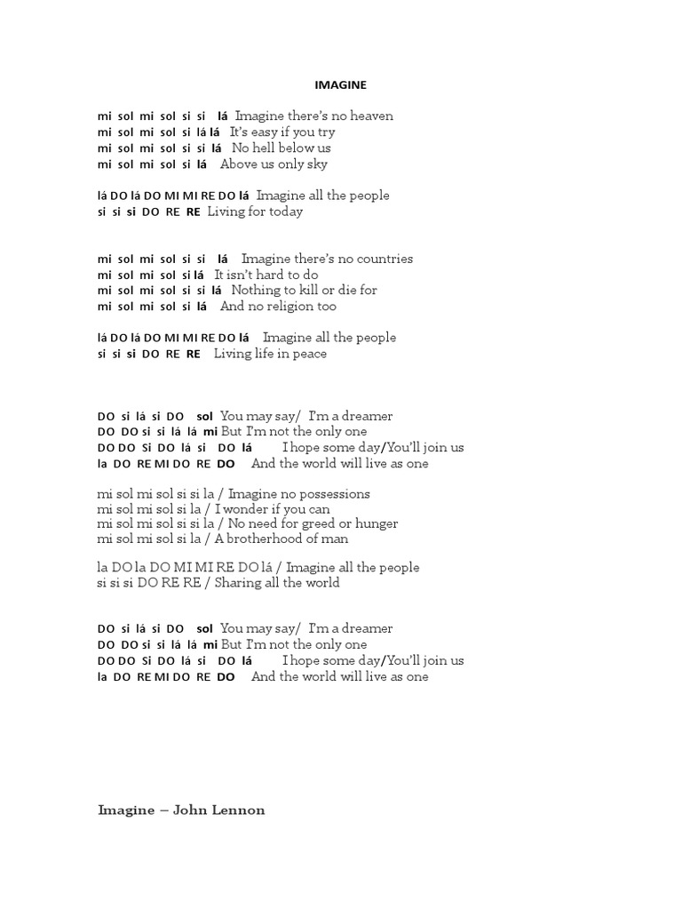Imagine - John Lennon | PDF | Afterlife | Religious Cosmologies