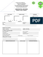 Anecdotal Record: Junior High School A. Student'S Information