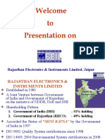 Welcome To Presentation On: Rajasthan Electronics & Instruments Limited, Jaipur