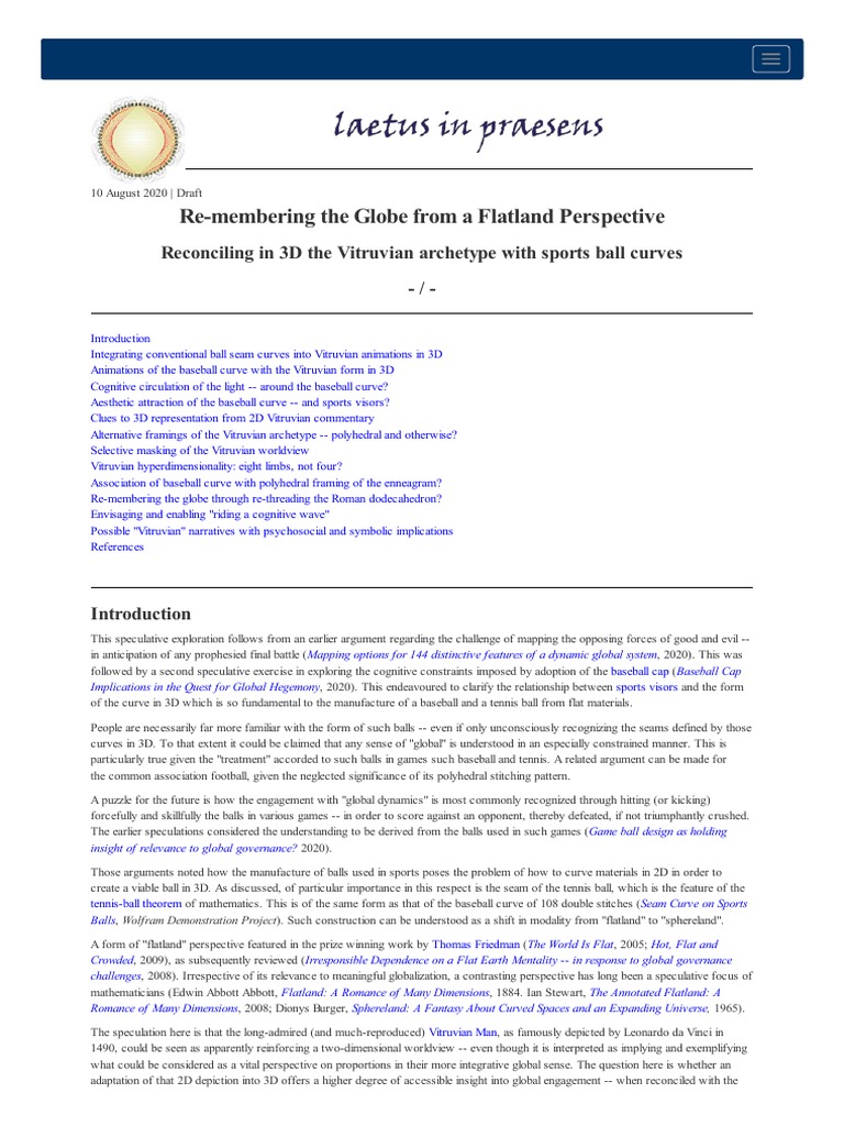 Re-Membering The Globe From A Flatland Perspective: Reconciling in 3D ...