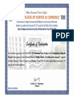 Certificate of Participation: Dr. (MRS.) C. T. Chakraborty Principal