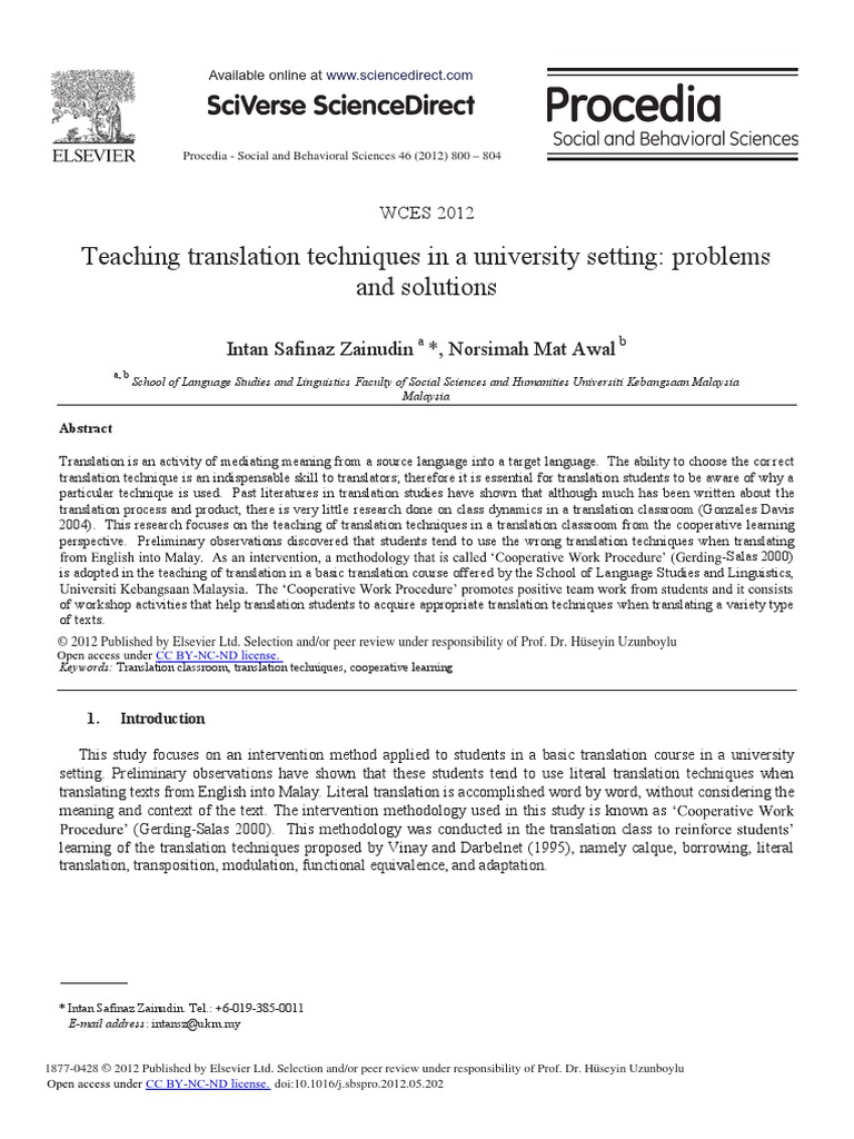 Teaching Translation Techniques | PDF | Translations | Qualitative Research