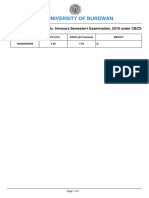 The University of Burdwan: Provisional Results of B.Sc. Honours Semester-I Examination, 2019 Under CBCS