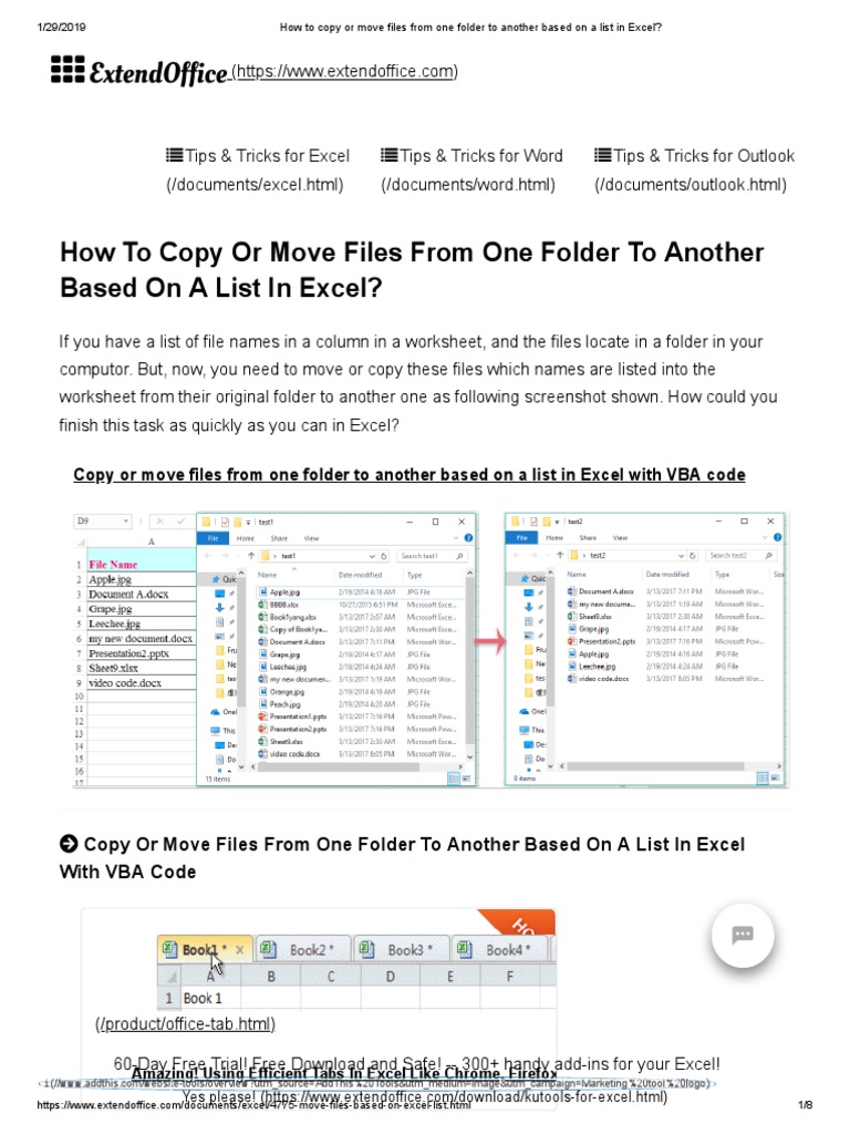 How To Copy or Move Files From One Folder To Another Based On A List in ...