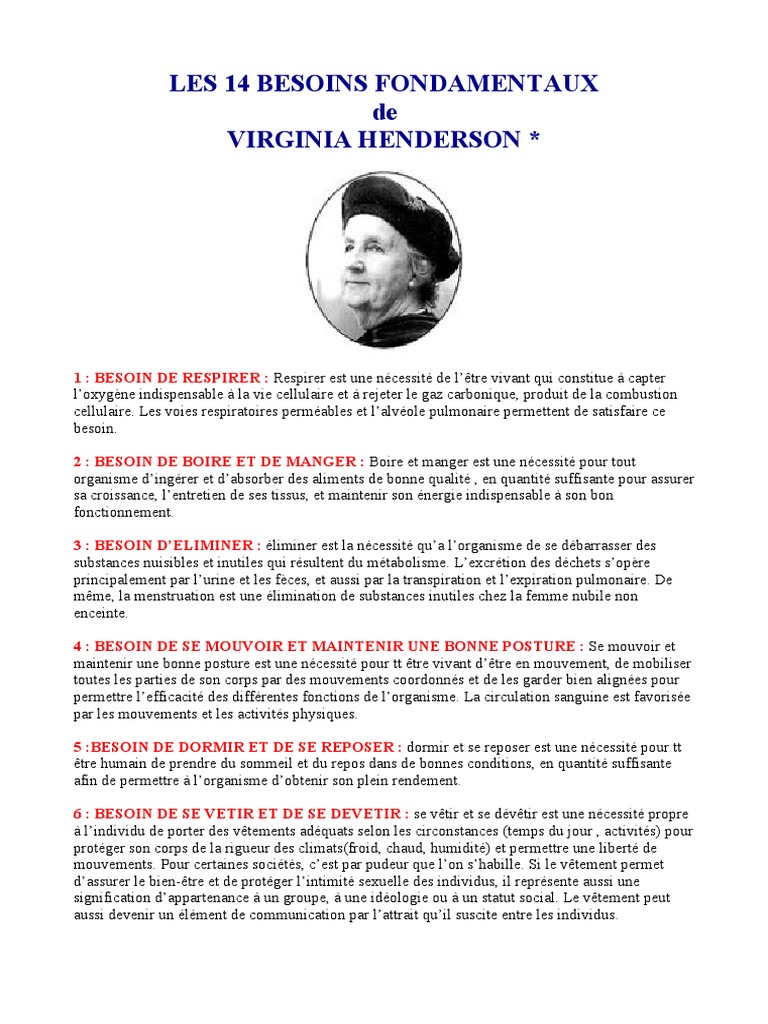 14 Besoins Fondamentaux de Henderson | PDF | Allaitement | La nature