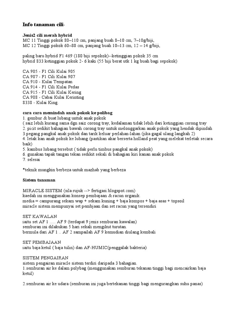 Info Tanaman Cili | PDF