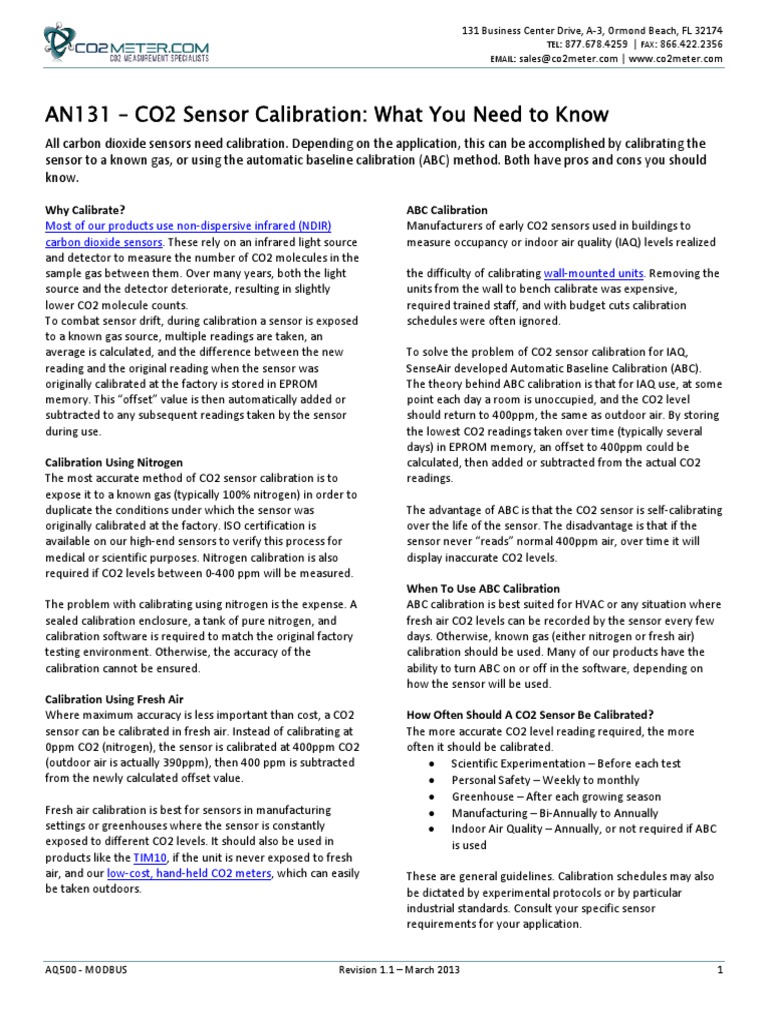 AN131 CO2 Sensor Calibration What You Need To Know Why Calibrate