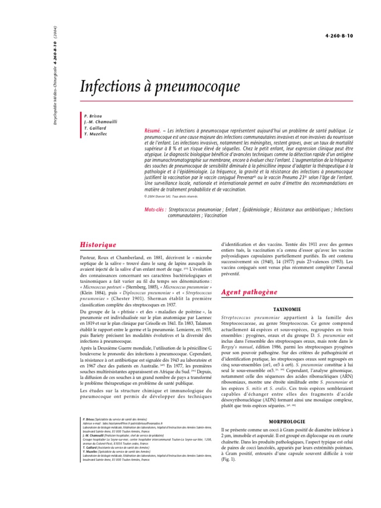 Infections À Pneumocoque | PDF | Pneumonie | Vaccination