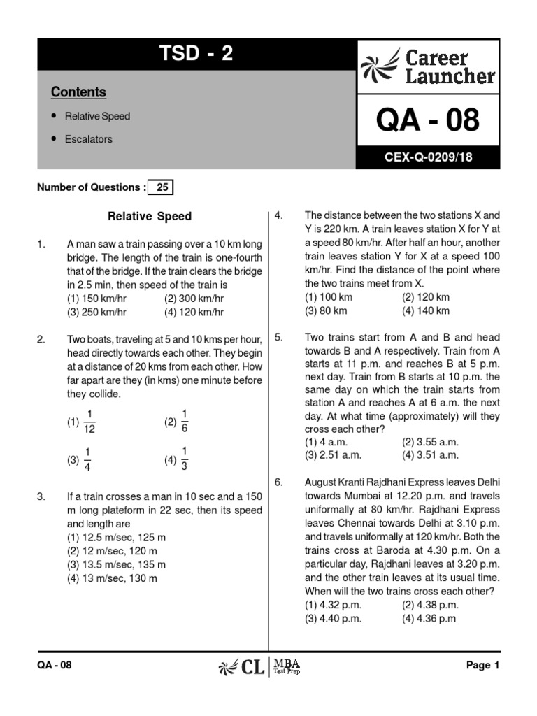 Train Meeting and Speed Problems | PDF | Speed | Train