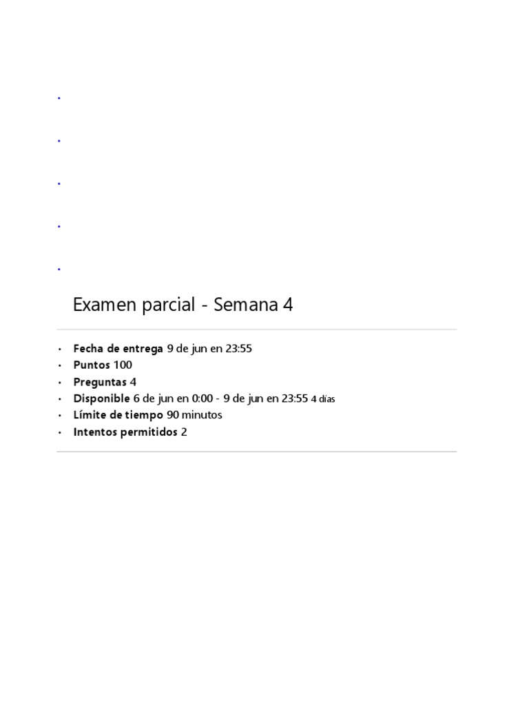 Examen Parcial de Inglés: Semana 4 | PDF