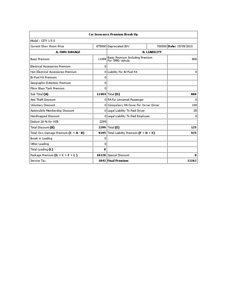 Car Insurance Premium Breakdown 2025 | PDF | Risk | Insurance