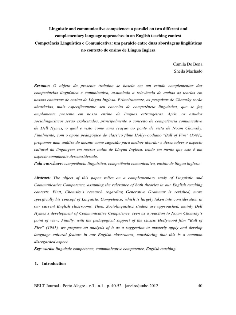 Communicative Competence PDF | PDF | Neuropsicologia | Ciência cognitiva