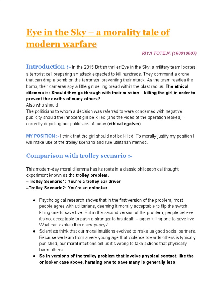 Eye in The Sky A Morality Tale of Modern Warfare Introduction PDF