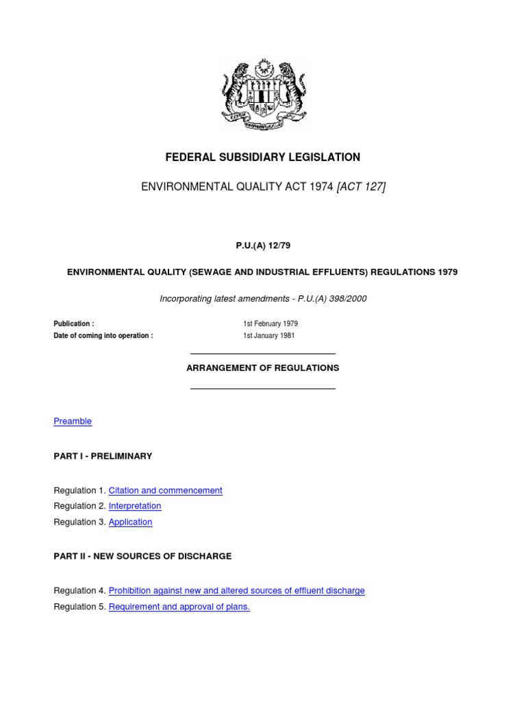 Environmental Quality (Sewage and Industrial Effluents) Regulations
