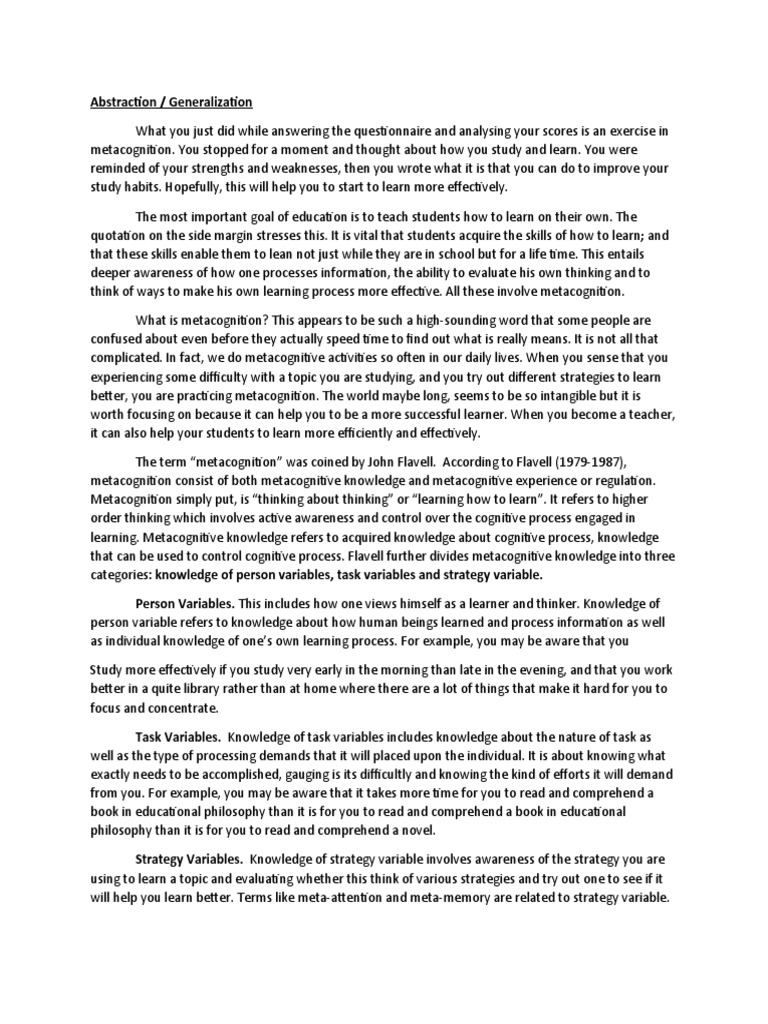 Facilitating Learning Module 1 Pdf Metacognition Expert