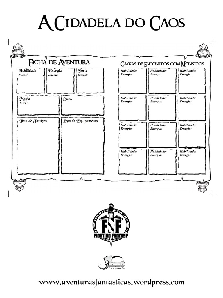Ficha de Aventura: Cidadela do Caos | PDF